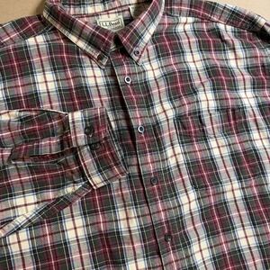VTG LL Bean Light Flannel Brushed Cotton XXL Button Down Men's Plaid Shirt